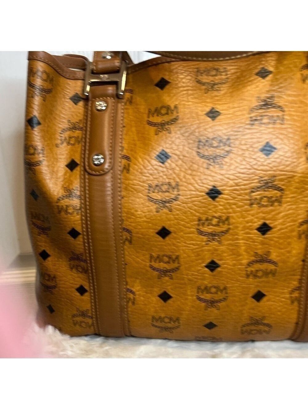 MCM COGNAC VISETOS SHOPPER TOTE BAG - Picture 4 of 15